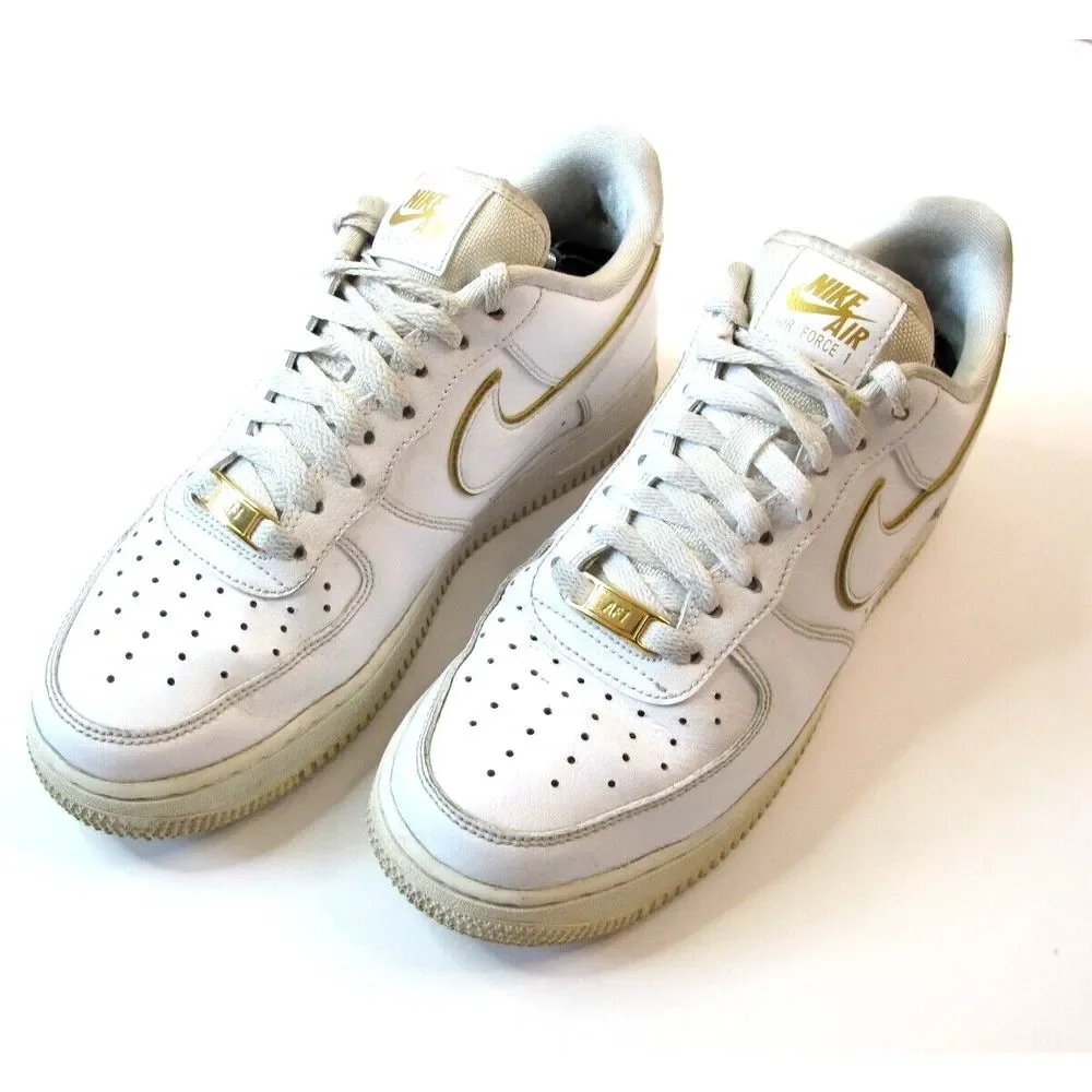 Nike Air‎ Force 1 AO2132-102 Women's White Gold Low Top Sneakers